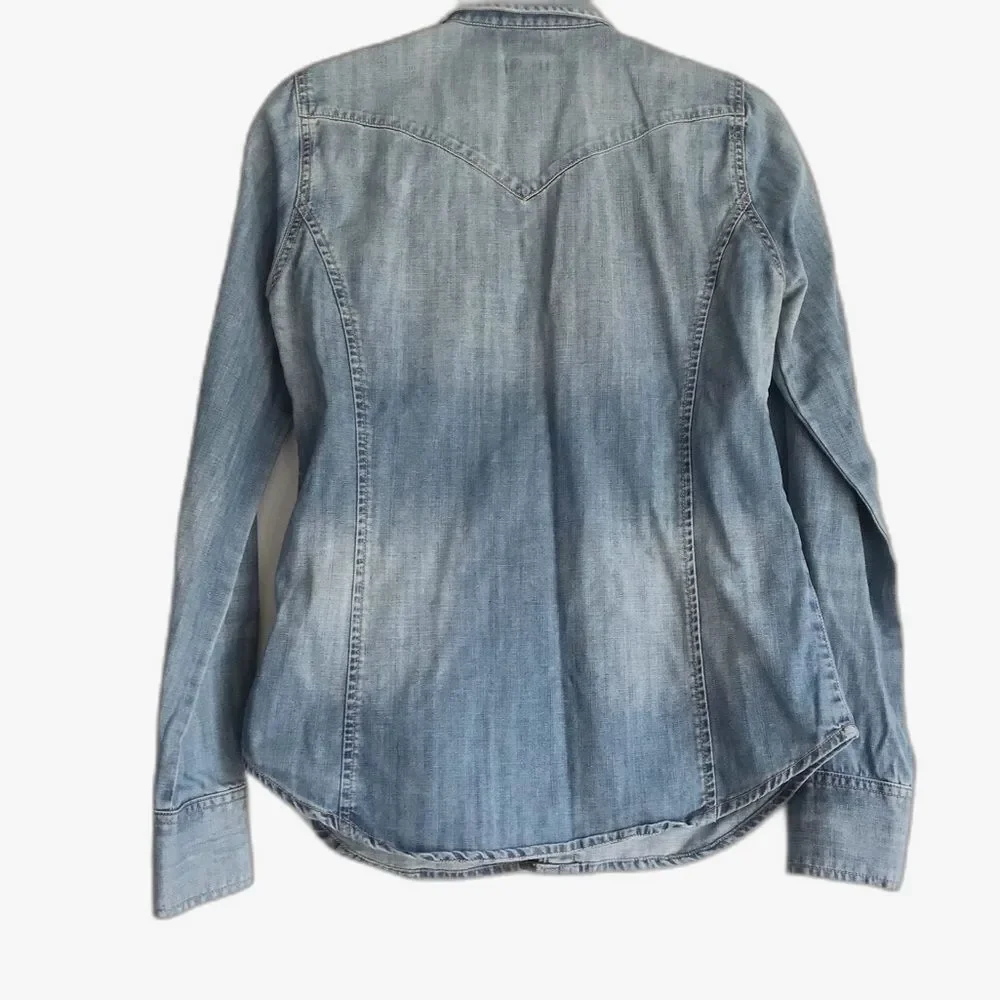 J. Crew Western Denim Snap Front Buttondown Shirt Women's Size Extra Small XS